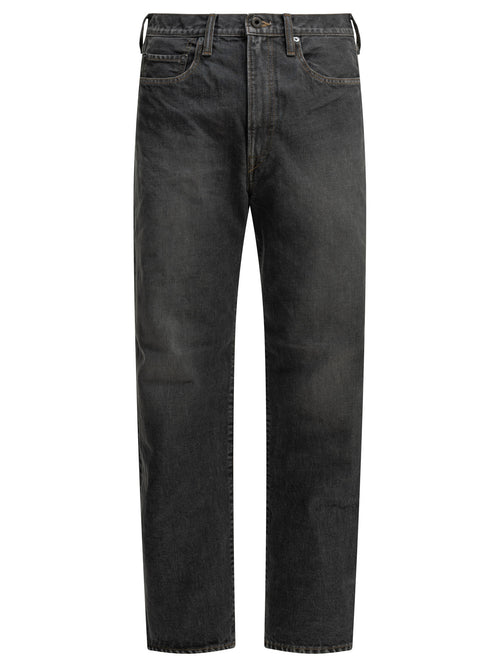 Kapital "BLKxBLK Denim 5P MONKEY TH" Wide-Leg Jeans - Blue