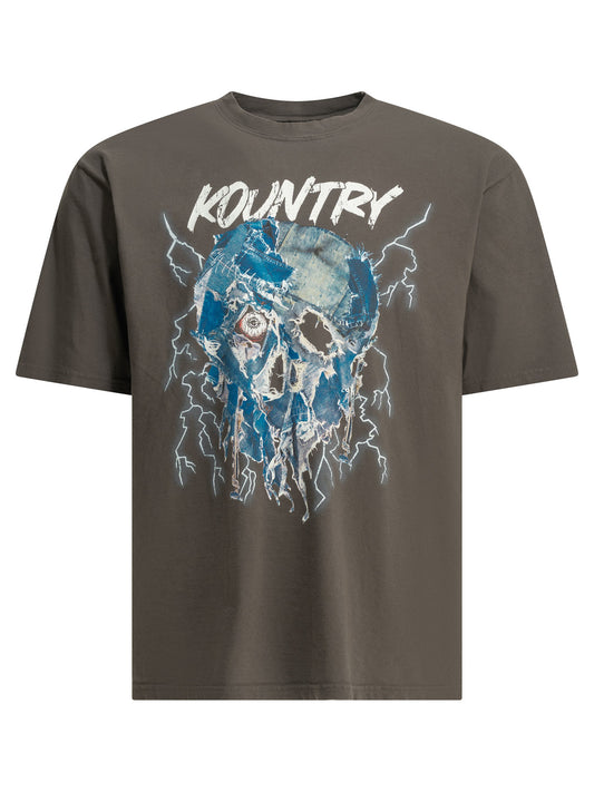 Kapital "Denim Face" Crew-Neck T-Shirt - Brown