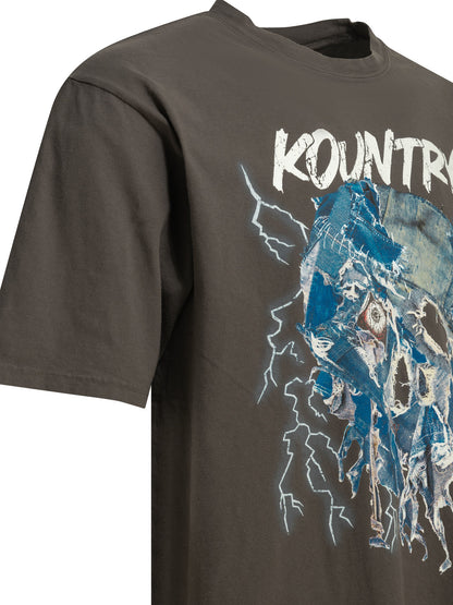 Kapital "Denim Face" Crew-Neck T-Shirt - Brown