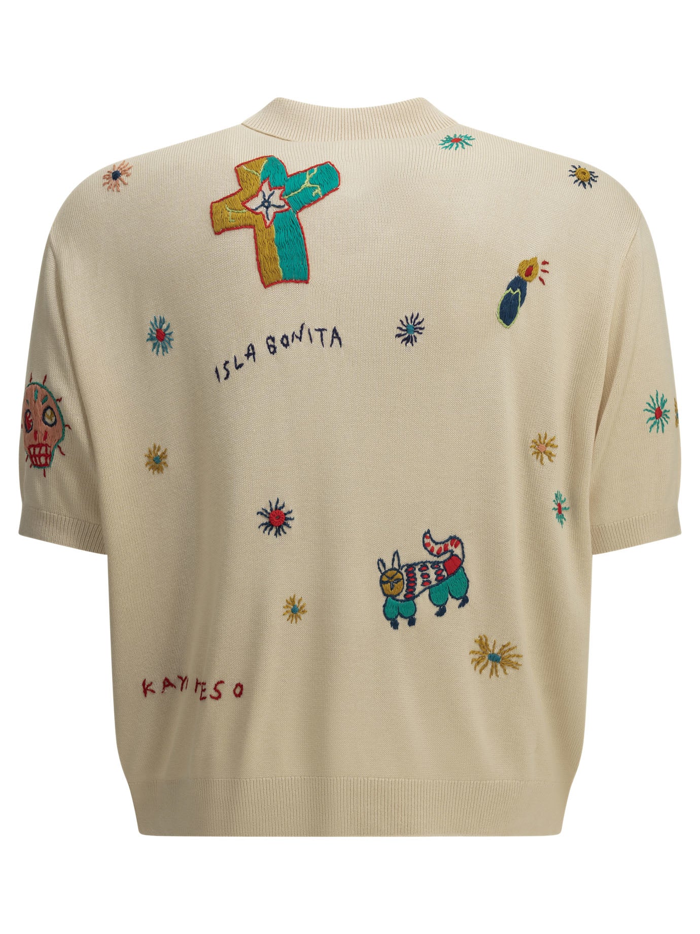 Kapital "Kapital Knit x Chambray Polo Shirt Isla Bonita" Casual Shirt - Beige