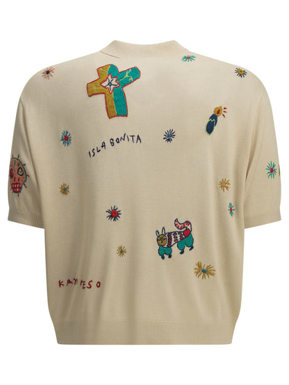 Kapital "Kapital Knit x Chambray Polo Shirt Isla Bonita" Casual Shirt - Beige
