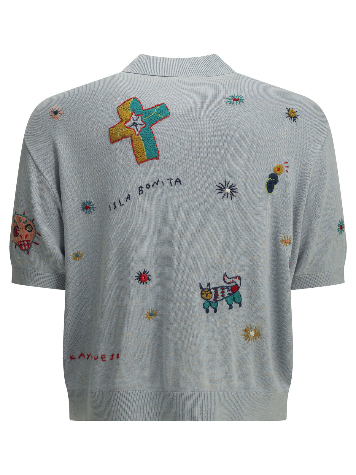 Kapital "Kapital Knit x Chambray Polo Shirt Isla Bonita" Casual Shirt - Light Blue