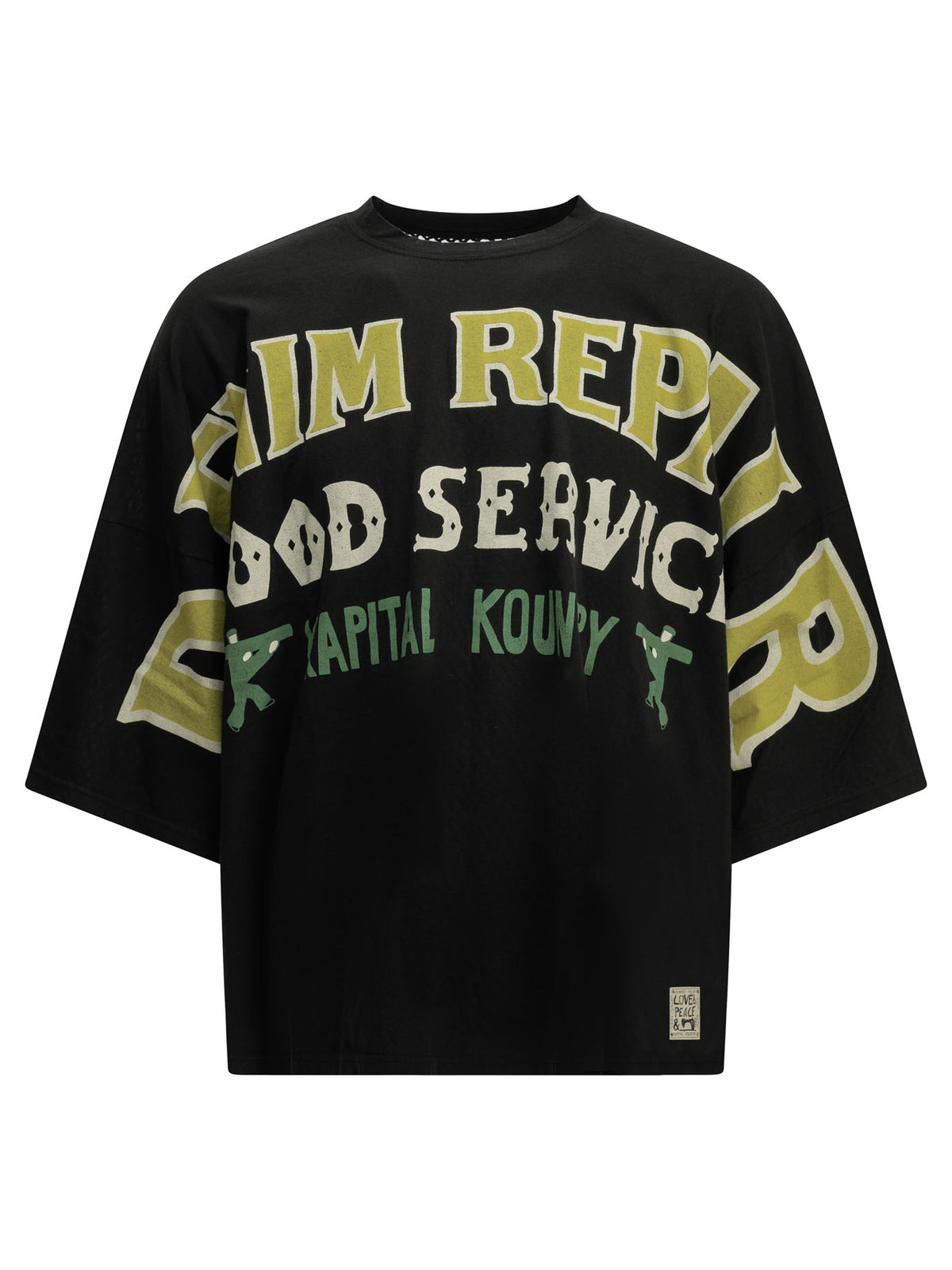 Kapital "Huge T Denim Repair" Crew Neck T-Shirt - Black
