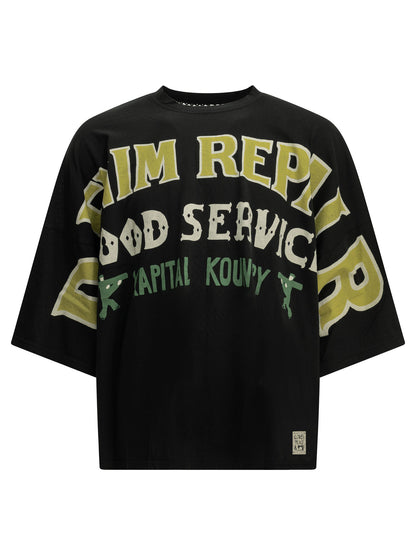 Kapital "Huge T Denim Repair" Crew Neck T-Shirt - Black