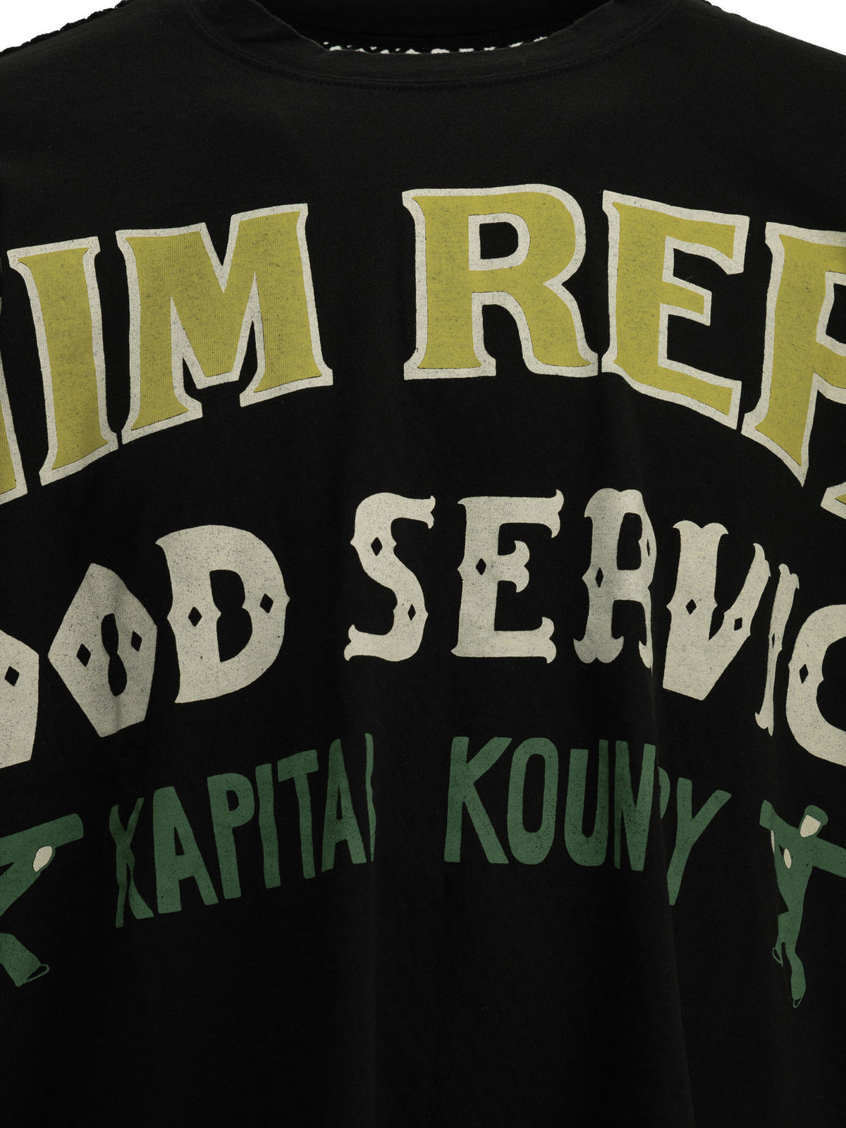 Kapital "Huge T Denim Repair" Crew Neck T-Shirt - Black