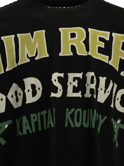 Kapital "Huge T Denim Repair" Crew Neck T-Shirt - Black