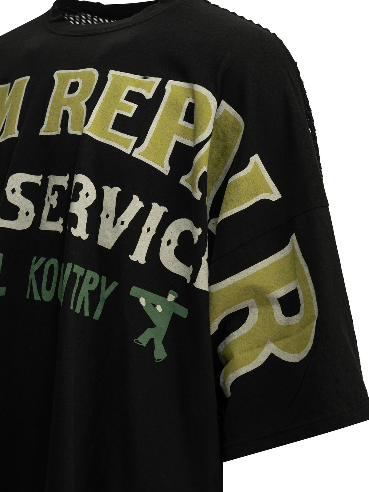 Kapital "Huge T Denim Repair" Crew Neck T-Shirt - Black