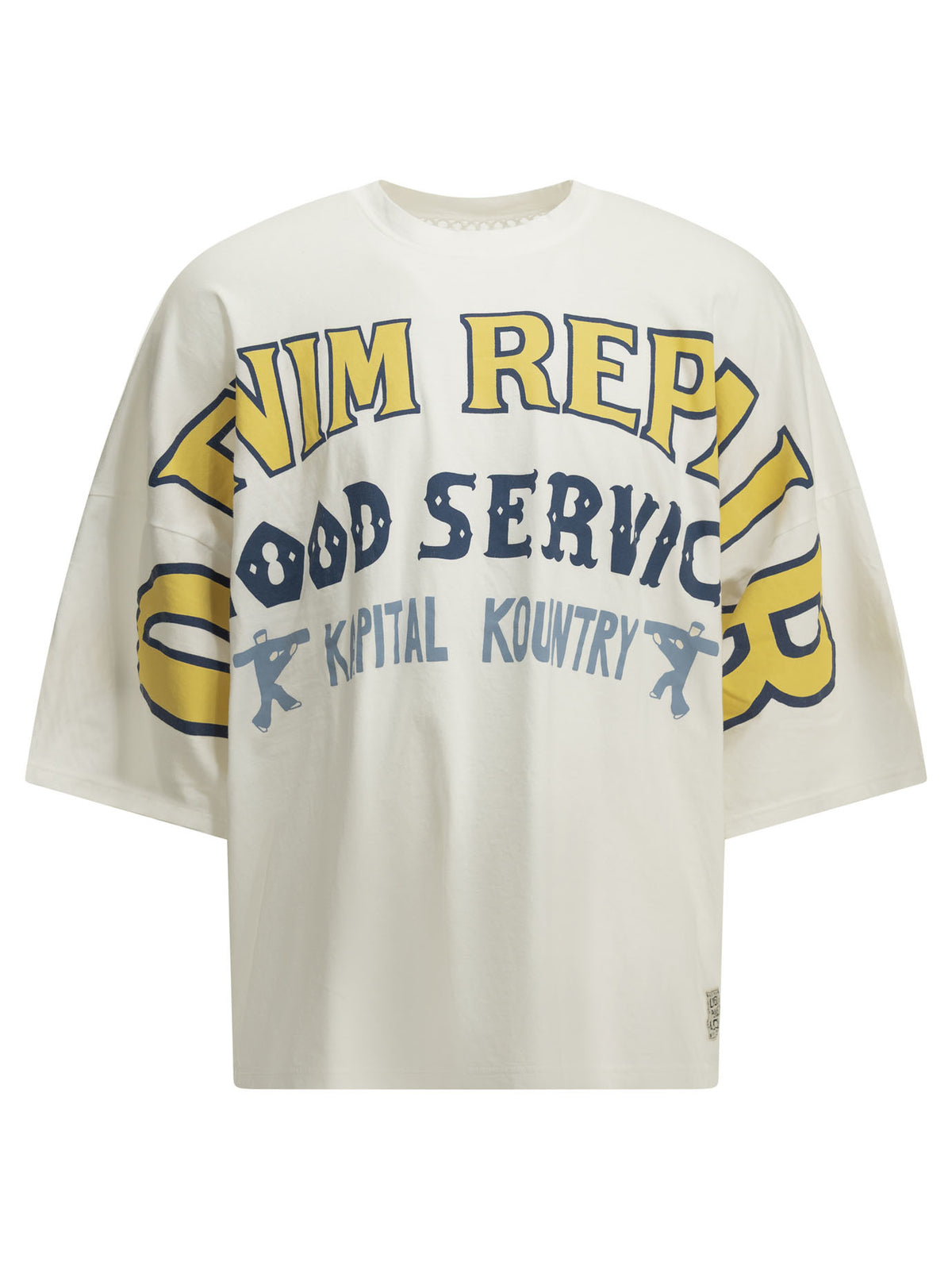 Kapital "Huge T Denim Repair" Crew Neck T-Shirt - White