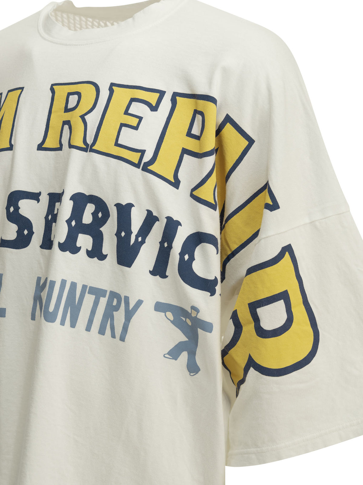 Kapital "Huge T Denim Repair" Crew Neck T-Shirt - White