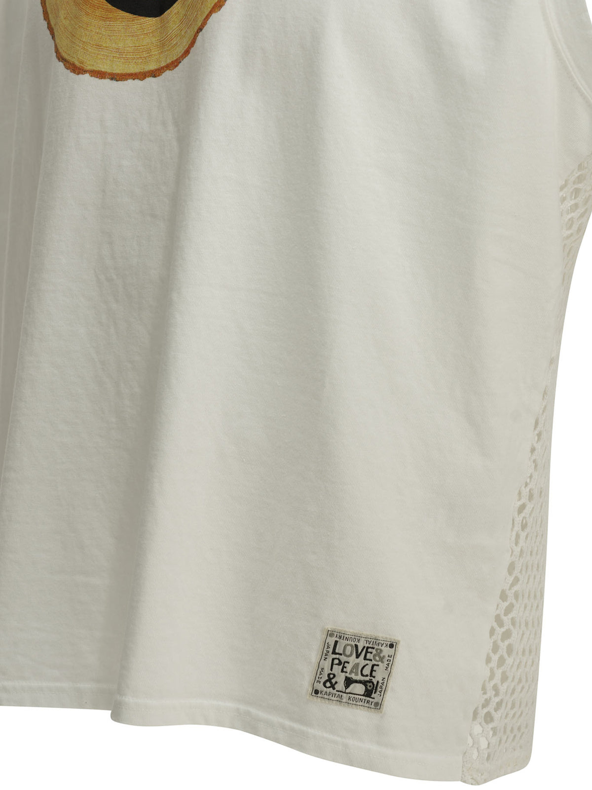 Kapital "Tree Trunk Rainbow" Crew-Neck T-Shirt - White