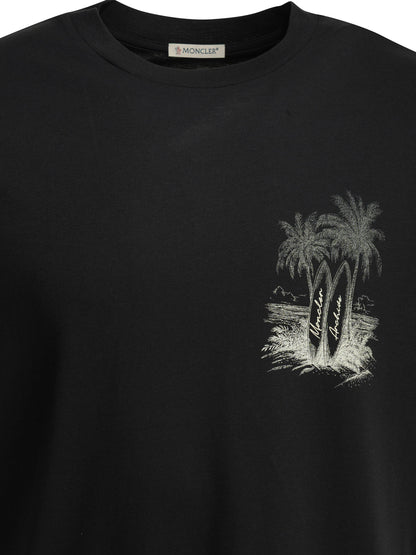 Moncler Crew-neck T-shirt with logo - Blue