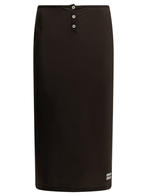 Miu Miu Midi skirt with logo - Brown