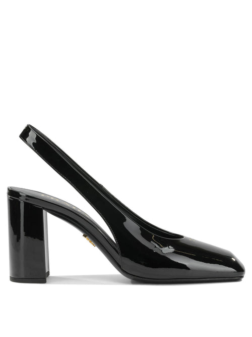 Prada 85MM Patent Leather Slingbacks - Black