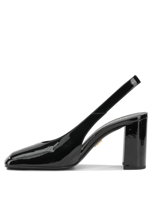 Prada 85MM Patent Leather Slingbacks - Black