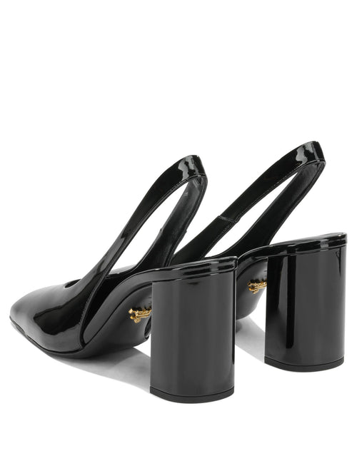 Prada 85MM Patent Leather Slingbacks - Black