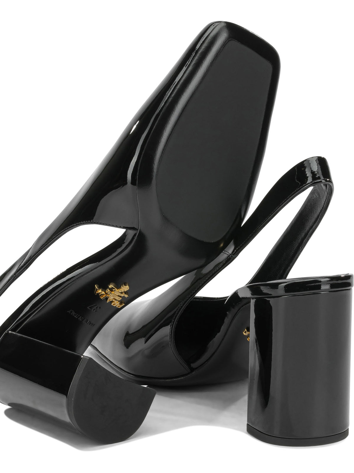 Prada 85MM Patent Leather Slingbacks - Black