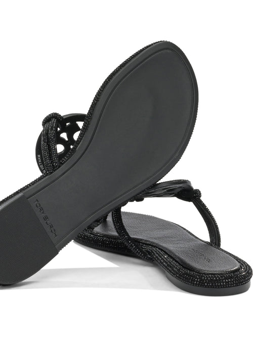 Tory Burch "Miller" Flat Sandals - Black