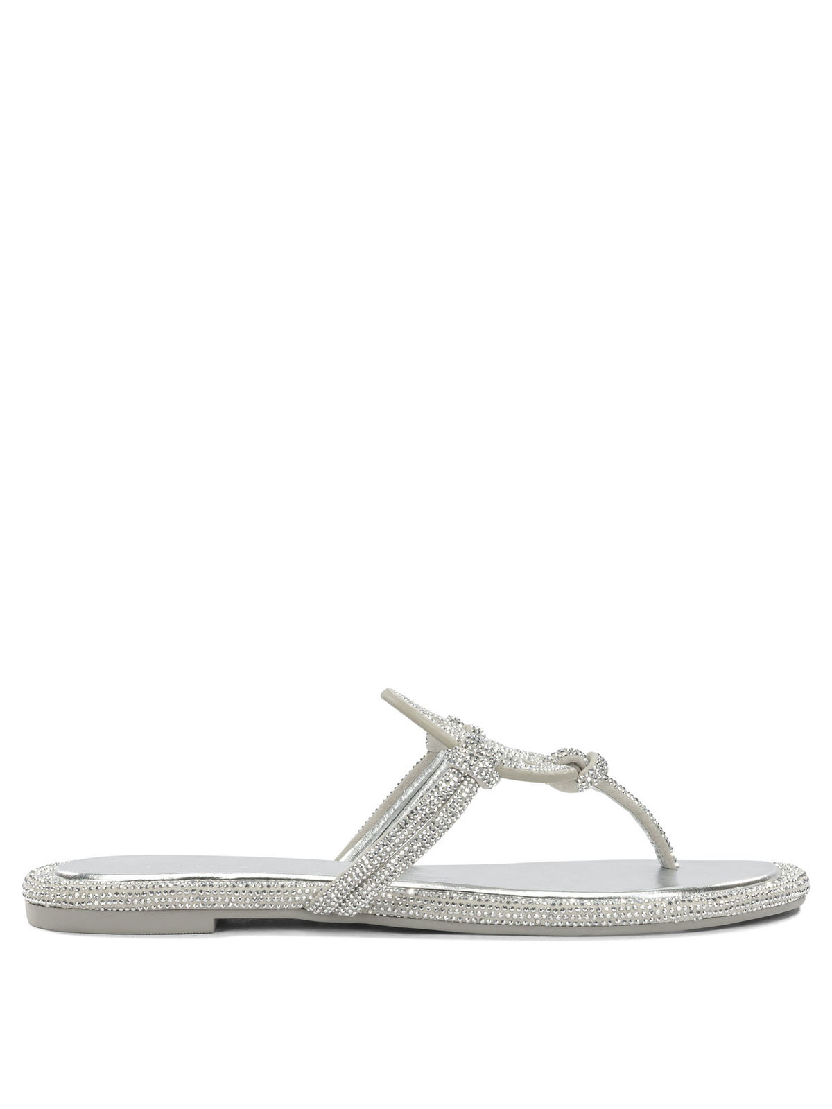 Tory Burch "Miller" Flat Sandals - Silver