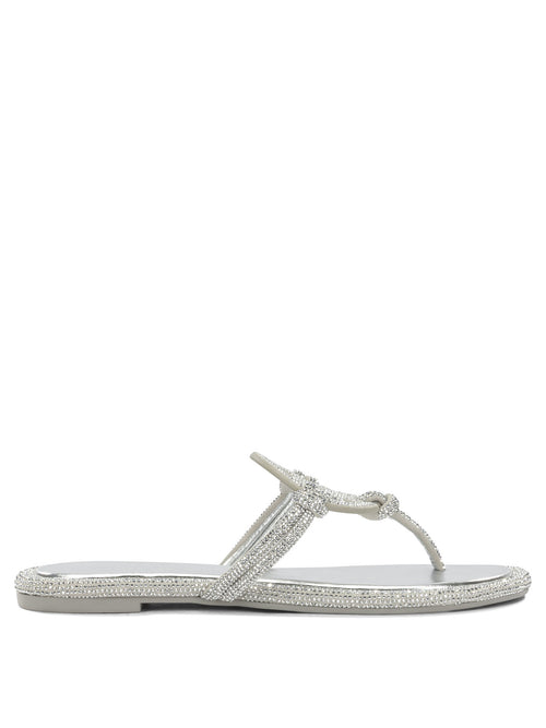 Tory Burch "Miller" Flat Sandals - Silver
