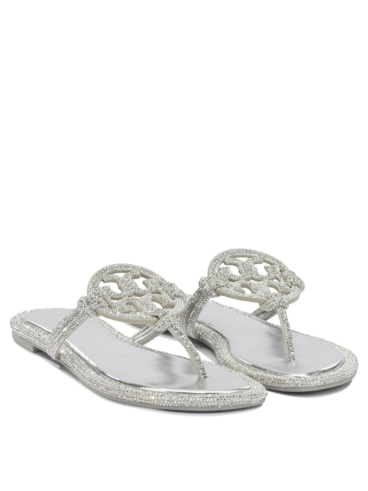 Tory Burch "Miller" Flat Sandals - Silver