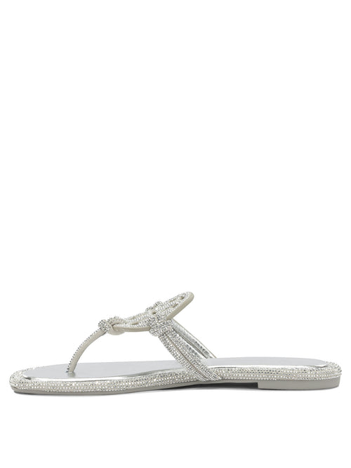 Tory Burch "Miller" Flat Sandals - Silver