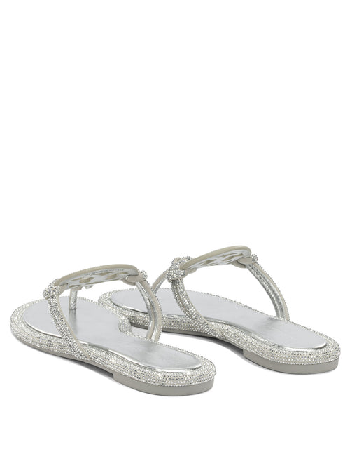 Tory Burch "Miller" Flat Sandals - Silver