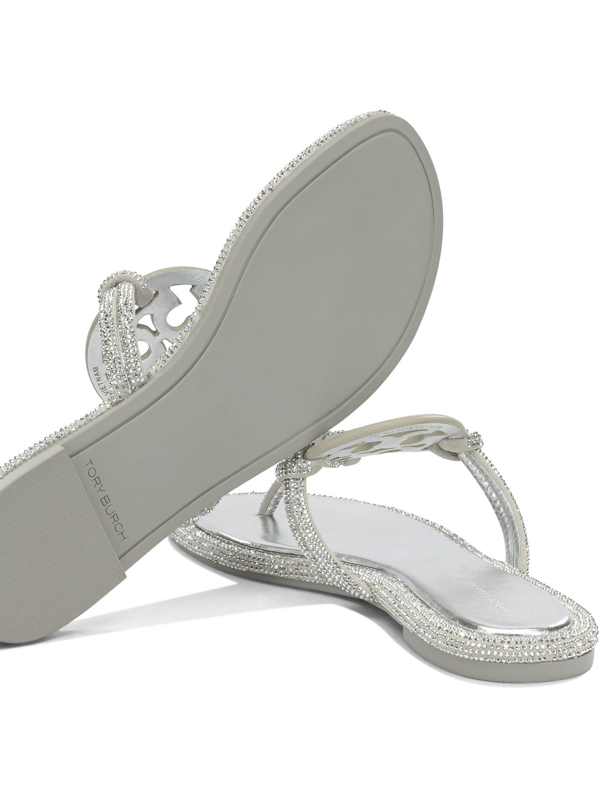 Tory Burch "Miller" Flat Sandals - Silver