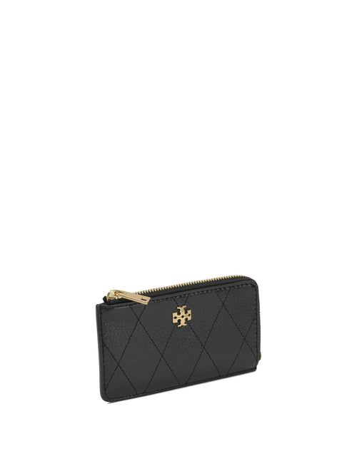Tory Burch "Charlie Quilted" Card Holder - Black
