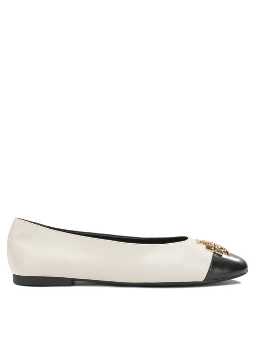 Tory Burch "Charlie" Classic Ballet Flats - White