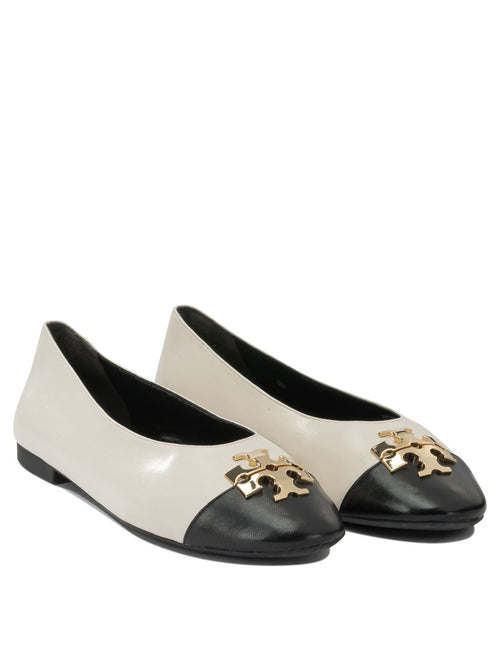 Tory Burch "Charlie" Classic Ballet Flats - White