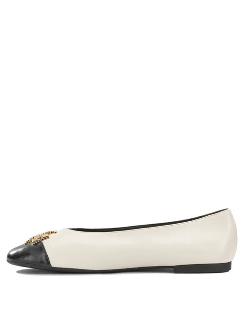 Tory Burch "Charlie" Classic Ballet Flats - White