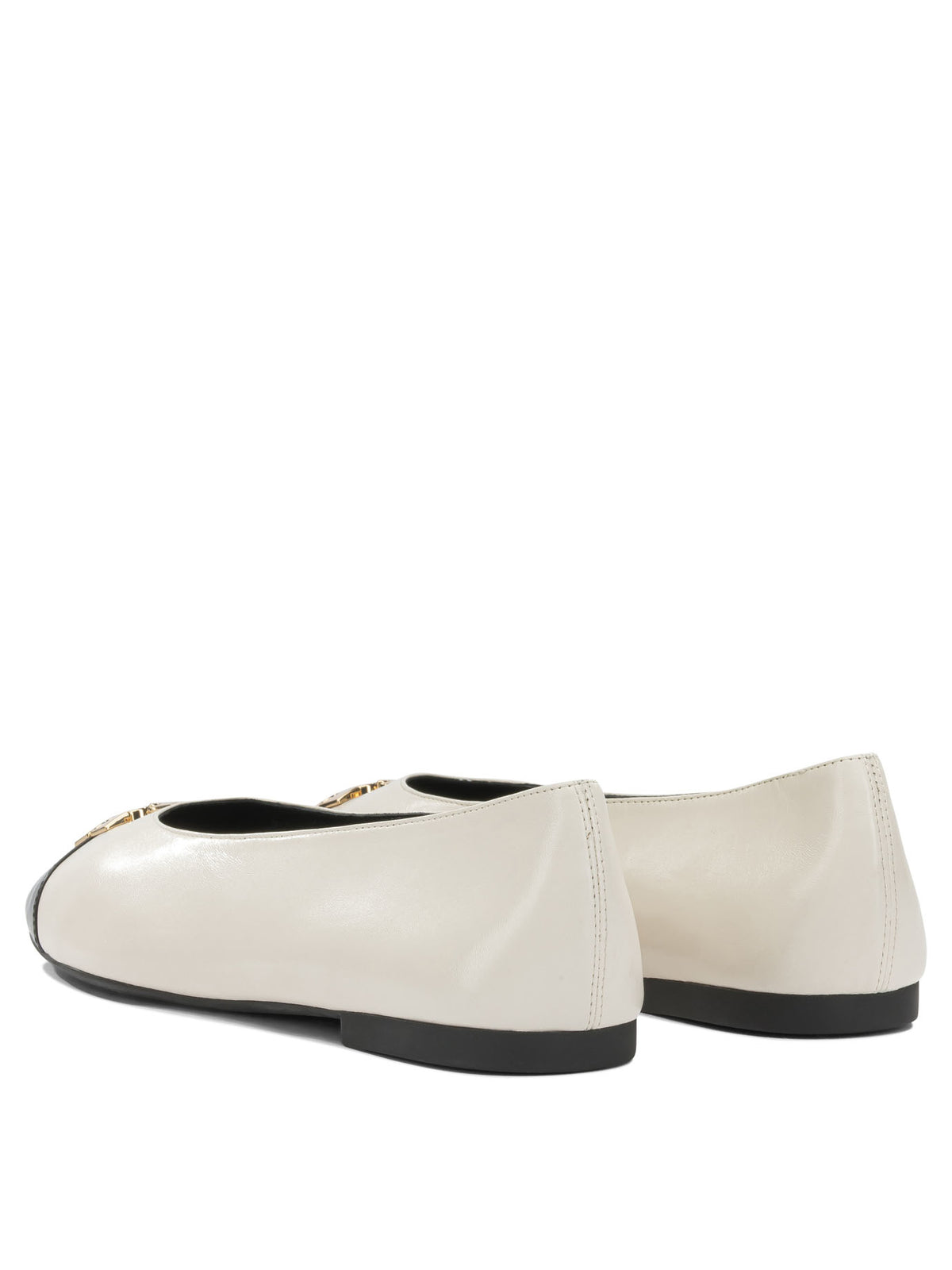 Tory Burch "Charlie" Classic Ballet Flats - White