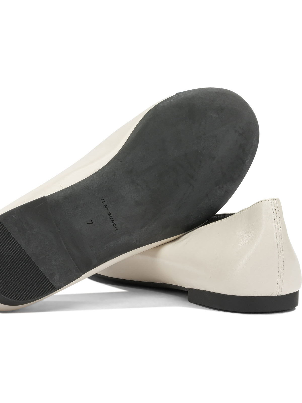 Tory Burch "Charlie" Classic Ballet Flats - White