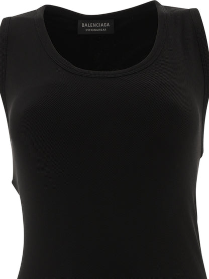 Balenciaga Ribbed jersey sleeveless dress - Black