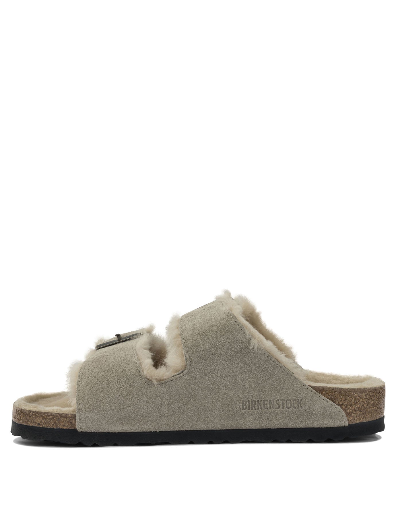 Birkenstock "Arizona Shearling" Low Sandals - Grey