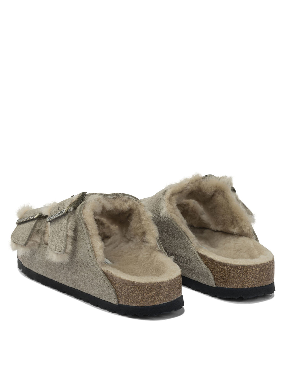 Birkenstock "Arizona Shearling" Low Sandals - Grey