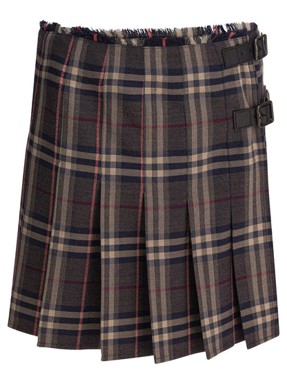 Burberry "Check" Wool mini kilt - Black