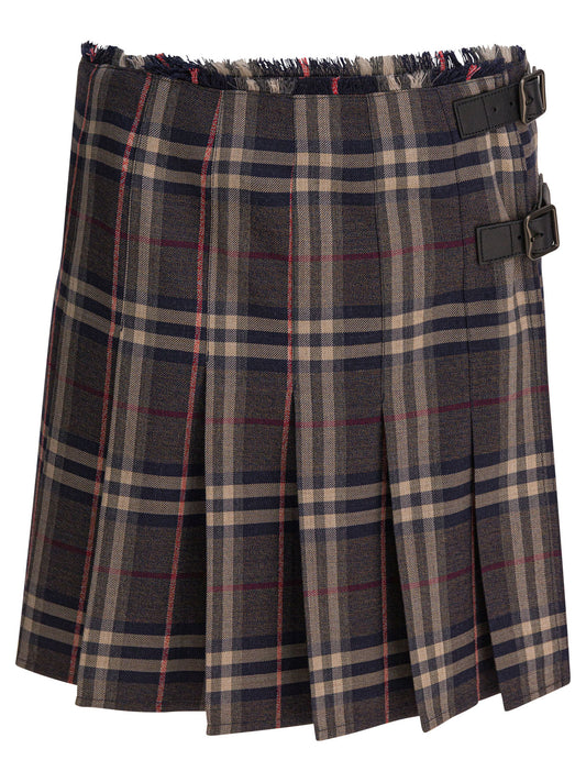 Burberry "Check" Wool mini kilt - Black