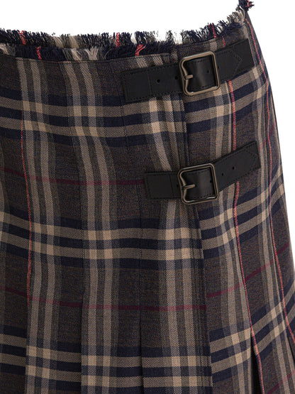 Burberry "Check" Wool mini kilt - Black