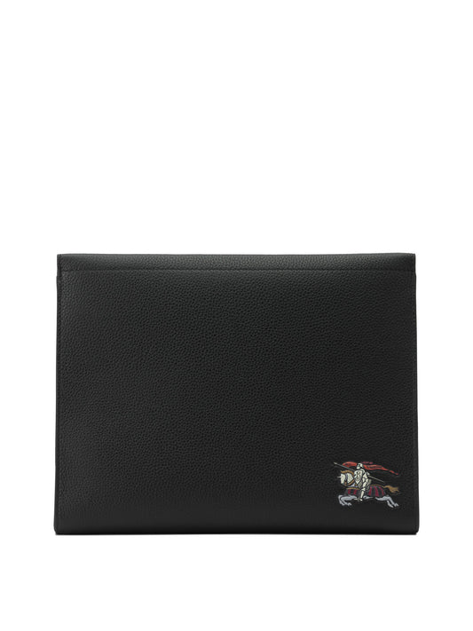 Burberry "Equestrian Knight Design" Clutch Bag - Black