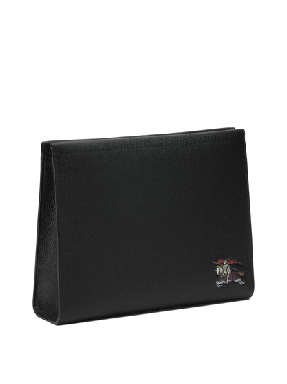 Burberry "Equestrian Knight Design" Clutch Bag - Black