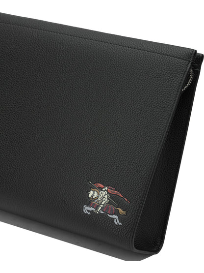 Burberry "Equestrian Knight Design" Clutch Bag - Black