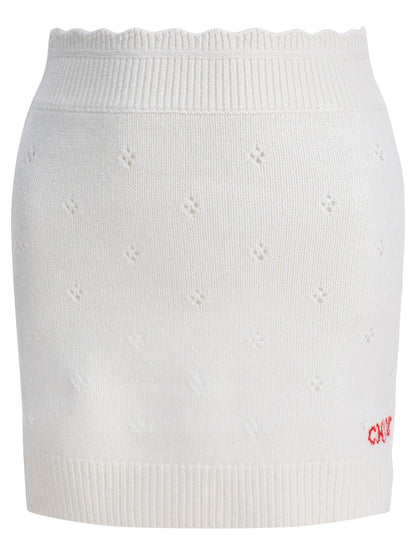 Chloé Openwork wool and cashmere miniskirt - White