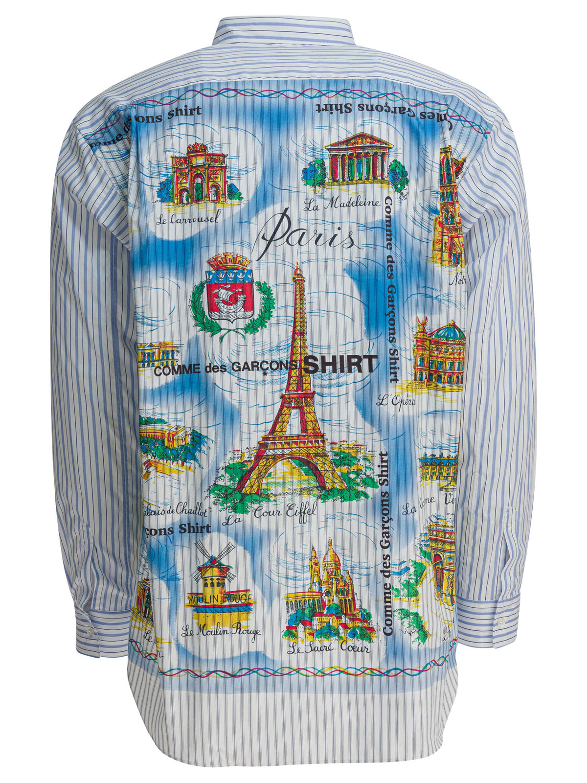 Comme Des GarçOns Shirt Striped shirt with print - Light Blue
