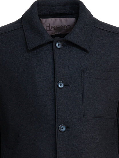 Herno Virgin wool overshirt jacket - Blue
