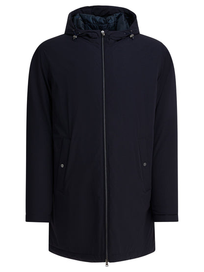 Herno "Resort" long nylon down jacket - Blue