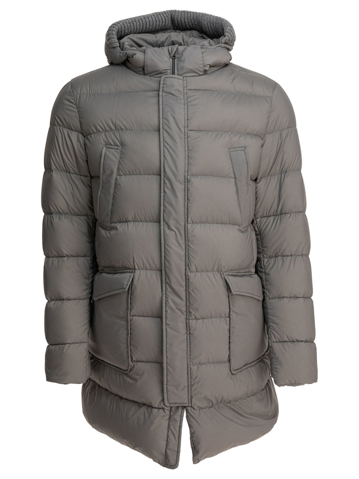 Herno Long down jacket with hood - Grey