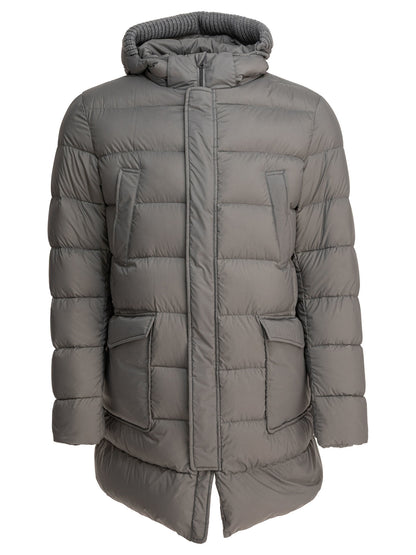 Herno Long down jacket with hood - Grey