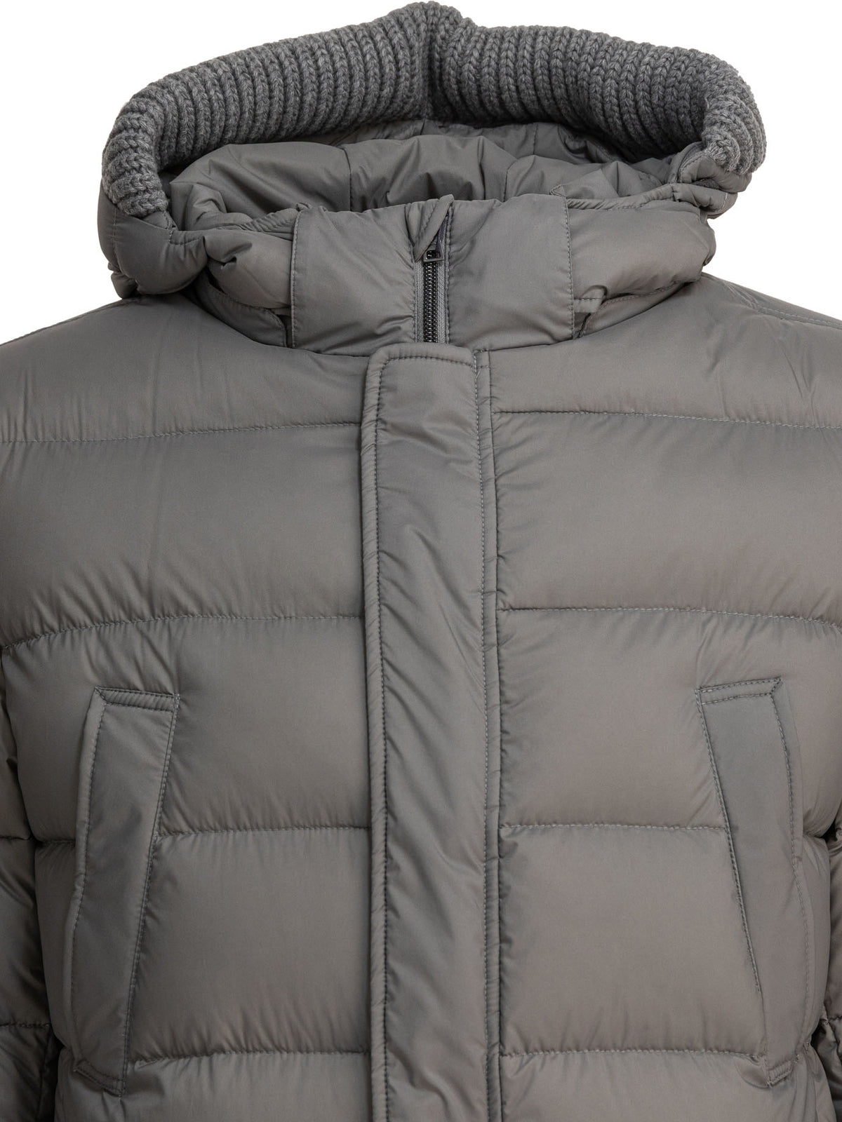 Herno Long down jacket with hood - Grey