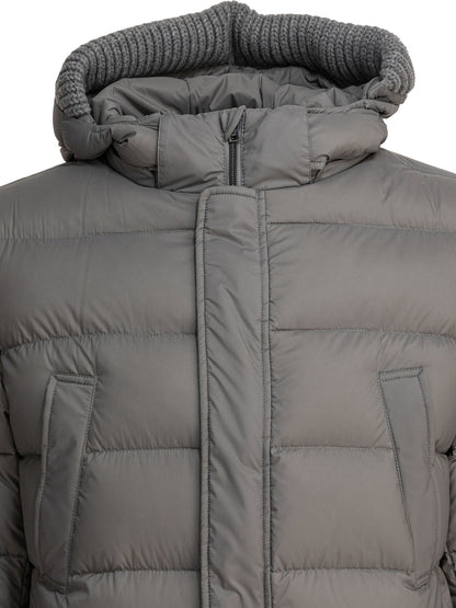 Herno Long down jacket with hood - Grey